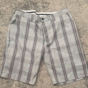 Travis Mathew Gray and Red Plaid Men's Shorts